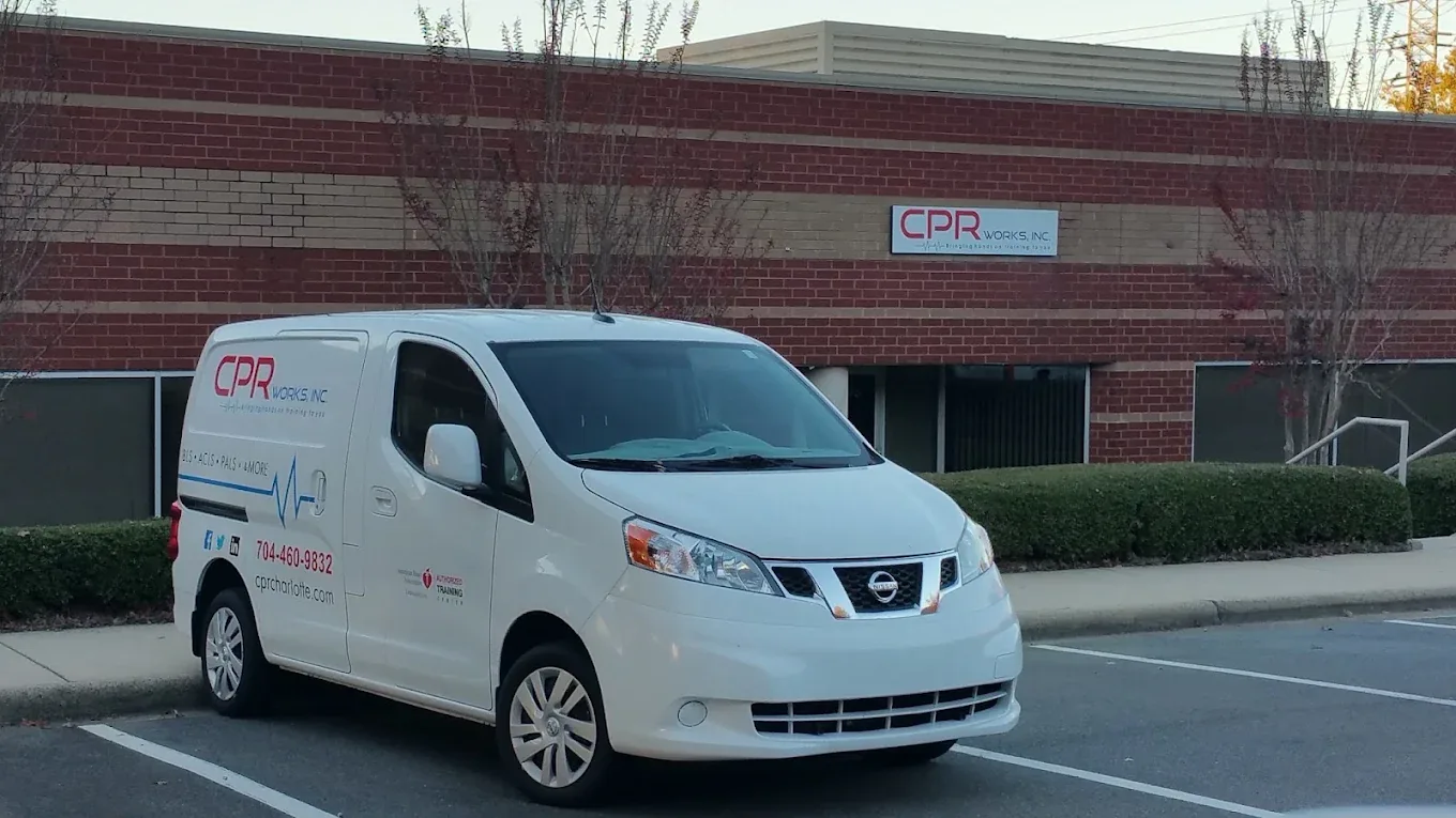 The CPR Works training van parked outside the CPR Works office, ready to bring instructors and equipment to a group