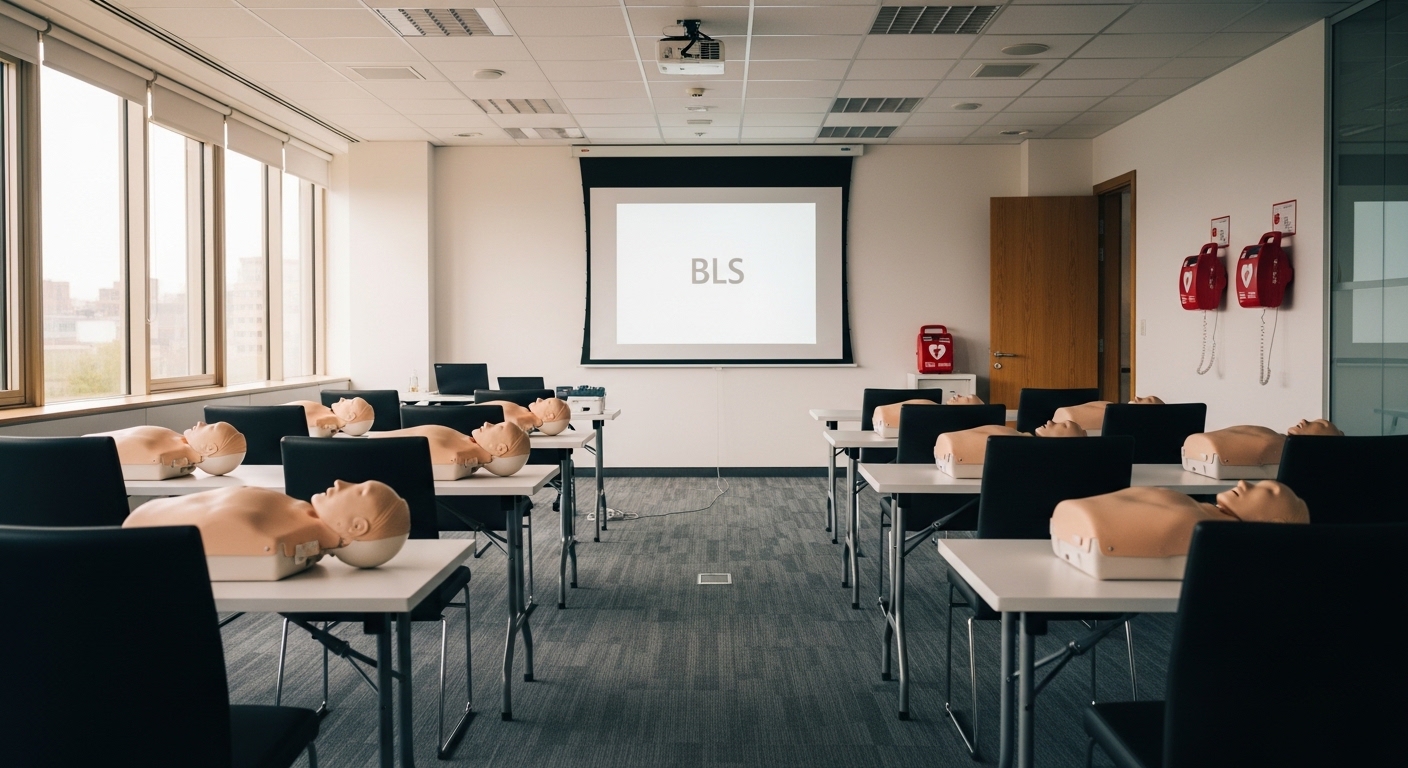Corporate meeting room configured for AED installation training and workplace program rollout in Charlotte